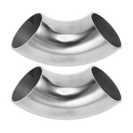 Motoforti 2pcs 90 Degree Mandrel Bend Elbow Car Exhaust Pipe Tubing Piping 1.5" Inch OD Thickness 1.2mm/18GA 38x100x1.2mm 304 Stainless Steel Silver Tone