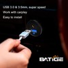 BATIGE Alloy USB 3.0 AUX DC3.5mm Port Car Mount Flush