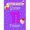 Sister 11th Birthday Card (Lilac)