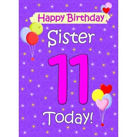 Sister 11th Birthday Card (Lilac)