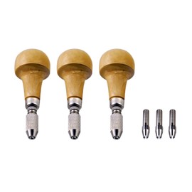 3Pcs Wooden Handle Hand Chucks Jewelry Making Pin Vise Twisting Wire Wrapping Collet for DIY Projects, Electronic Assembly(Mushroom Shaped)