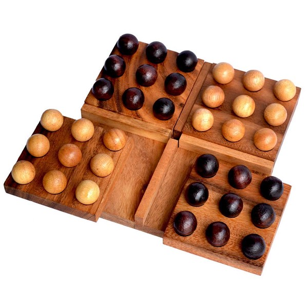 Knobelholz Pentalogic Wooden Strategy Game for 2 Players, Tactical Game