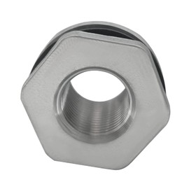 Fitvell 304 Stainless Steel Bulkhead Water Tank Fitting 1" Female Thread Compression Bulkhead Adapter Thru-bulk Connector with Gasket for Bathtub and Sink 2PCS