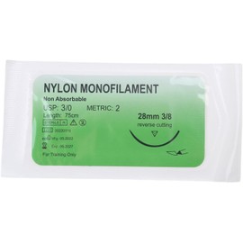 30 Piezas Práctica Paquete Individual NylonSet,Hilo de Entrenamiento con Aguja Curva, ilo de Entrenamiento Adecuado para Entrenamiento y Práctica (（3/0）)