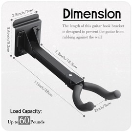 Therwen 6 Pcs Guitar Hanger Wall Mount Guitar Hangers Hooks Holders with Slat Adapter 180° Adjustable Black Guitar Hook Stand Guitar Wall Mount for Acoustic Electric Bass Guitar