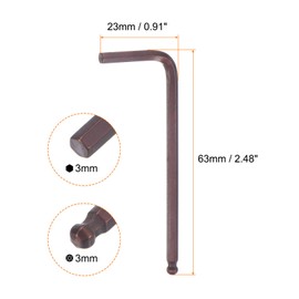 HARFINGTON 2pcs Ball End Hex Key Wrench 3mm S2 Steel L-Shape Hexagon Metric Wrenches Repairing Tool for Home Repair Red