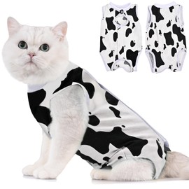 Avont Cat Recovery Suit - Kitten Onesie for Cats After Surgery, Cone of Shame Alternative Surgical Spay Suit for Female Cat, Post-Surgery or Skin Diseases Protection -Cow(M+)