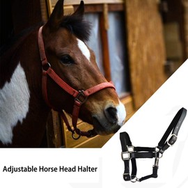 SagaSave Large Horse Soft Padded Headcollars Double-layer Thickened Nylon Halters Adjustable Nose And Buckle Closure With Chin Up Clip