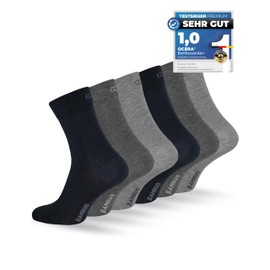 OCERA Bamboo Socks Men & Women's Socks – 6 or 12 Pairs – Breathable Men's Socks & Women's Socks Made of Bamboo Fibres – Odour-inhibiting Anti Sweat Socks Men & Women, Grey 6x