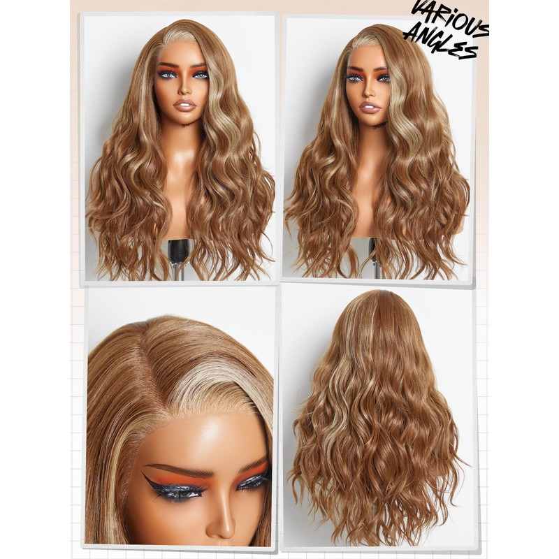 GORGIUS Brown Mixed Blonde Highlights Wigs Glueless Body Wave Ombre