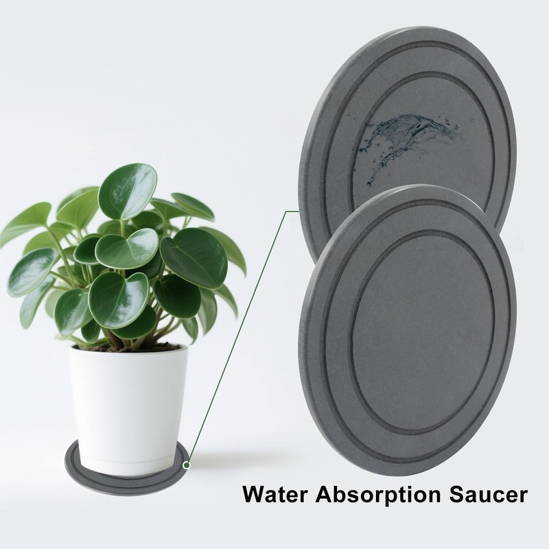 2pcs Diatomaceous Earth Plant Saucers, 7.8 Inch Instant Dry Trays