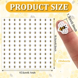 JarThenaAMCS 2400Pcs Summer Mini Bee Sticker Cartoon Paper Small Decals Cute Yellow Buzz Bee Self-Adhesive Stickers for Holiday Envelopes Scrapbook Gifts DIY Supplies, 0.5 in