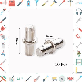 Shelf Pins Shelf Support Pegs, 10 Pcs Shelf Supports Pins 5mm Studs Push in Stainless Steel Cupboard Shelf Pegs Kitchen Cupboard Shelf Supports for Shelves Cabinets Brackets Office Furniture Kitchen