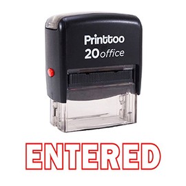 Printtoo Entered Self Inking Rubber Stamp Office Stationary Custom Stamp-Red