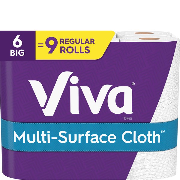 Viva Multi-Surface Cloth Paper Towels, Choose-A-Sheet - 6 Big Rolls = 9 Regular Rolls (83 Sheets Per Roll)