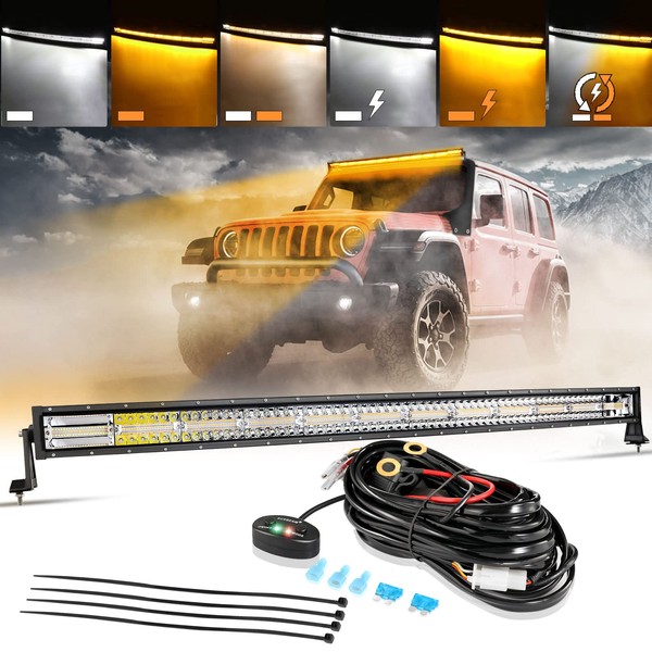 Auxbeam 50 Inch Curved LED Light Bar, 288W 6 Modes
