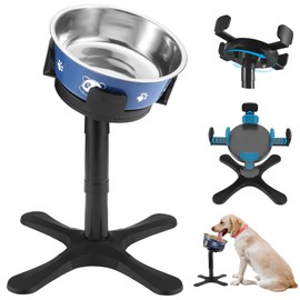 Dog Bowls Elevated Adjustable Stand, Raised Bowl with 3 Heights & Tilted Feeding Stand, Compatible with Various Bowls, for Medium & Large Breeds(with Bowl) Black