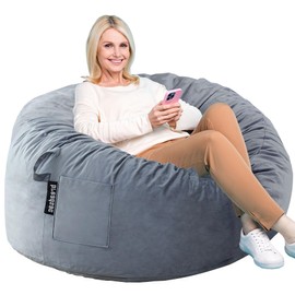 Bean Bag Chairs, Memory Foam Bean Bag Chair for Adults/Teens/Kids, Velvet Lazy Sofa Furniture with Removable High-Rebound Memory Foam for Living Room Bedroom College Dorm