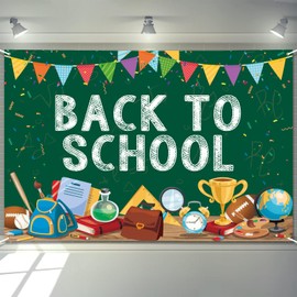 Probsin Extra Large Welcome Back to School Banner 72"x48" Backdrop Decorations Bunting Baseball Bag Yard Sign Poster Hanging Supplies Wall Decor Bulletin Board Background for Outdoor Fence Gathering