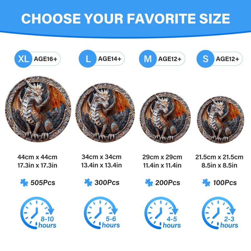 Wooden Puzzles for Adults, Wood Jigsaw Puzzle, Wooden Cave Dragon