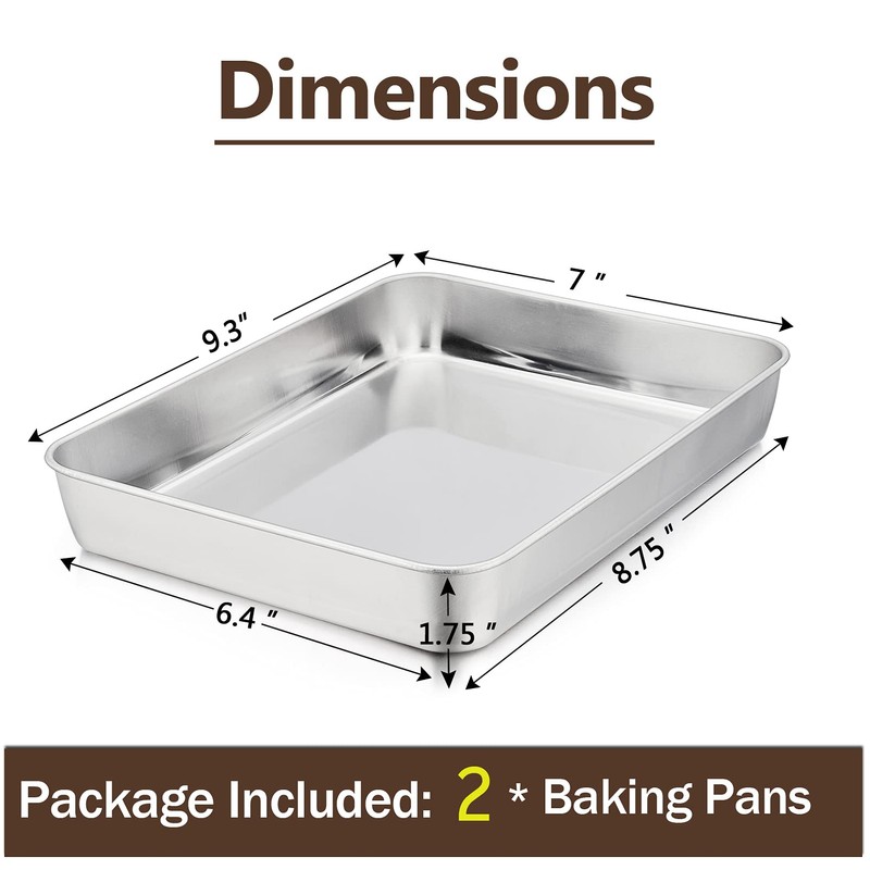 P&P CHEF 9.3 Inch Stainless Steel Sheet Cake Pan, Rectangular