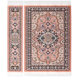 iLAND Miniature Dollhouse Accessories Victorian of Woven Dollhouse Rug 9.4” x 5.7” 9.2" x 1.8" for Dollhouse Furniture on 1/12 Scale and Dolls 3” - 12” (2pcs Fragrance)