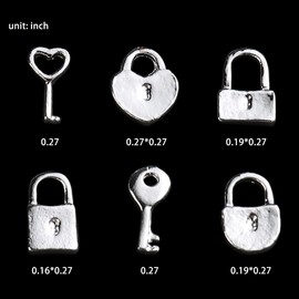 Fcozpjk Love Lock and Key Nail Charms Valentines Day Nail Art Y2K Nail Design Silver Metal Heart Nail Charms Flatback Half Round Pearls for Nails Caviar Nail Beads Nail Art Rhinestones Kit