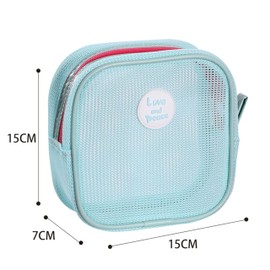 LEKAYIHU Mini Clear Toiletry Bag Grid Toiletry Bag Bathroom Organizer for Men Women (Blue)