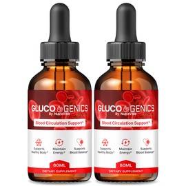 (2 Pack) GlucoGenics Drops – Premium Daily Liquid Formula with a Clean, Natural Blend to Help Maintain Balanced Levels, Circulation & Natural Flow | Easy-to-Use Gluco Genics Gotas (60 Servings)
