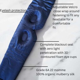 Millie & Boo | Silk 3D Contour Sleep Mask | 22 Momme Mulberry Silk Eye Mask | Comfortable Eye Sleeping Mask |Full Blackout | Ideal for Eyelash Extensions – Navy