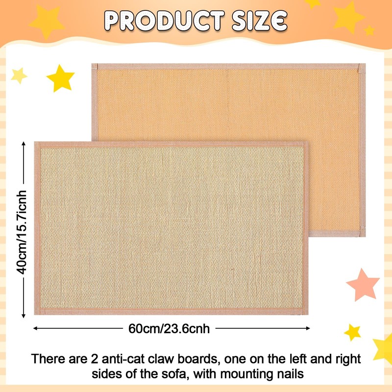 Newwiee 2 Pcs Cat Scratch Furniture Protector Mat Sofa Couch