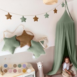 LILIMAUS Star Bunting Fabric [in 12 Colours] Bunting Children's Room - 100% Cotton Handmade Garland Fabric - Bunting Muslin - House Bed Decoration Girls & Boys - Garland Decoration Baby Room