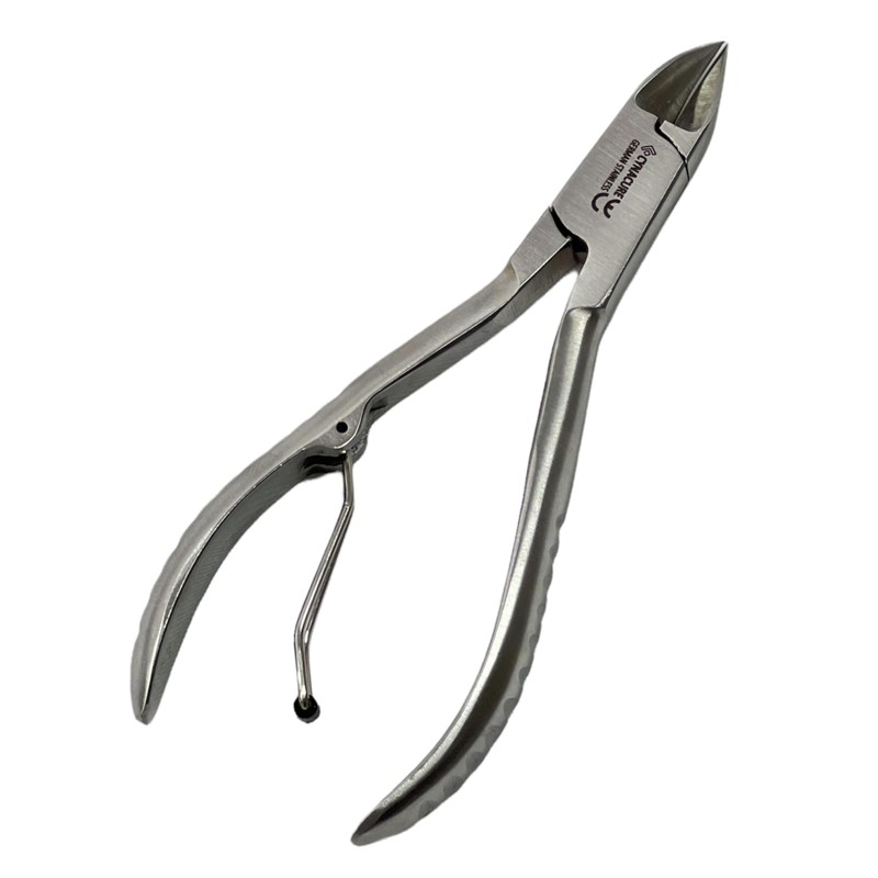5in Nail Nippers with Curved Jaws and Foldable Spring Mechanism