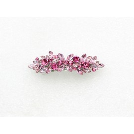 Faship Gorgeous Pink Rhinestone Crystal Floral Hair Barrette Clip