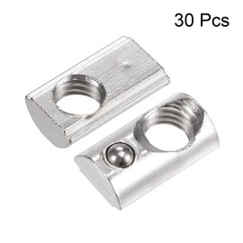 sourcing map M6 T Slot Nuts Roll in Spring T-nut with Ball Carbon Steel for 2020 Series Aluminum Extrusion Profile Rail with 6mm Slot 30Pcs