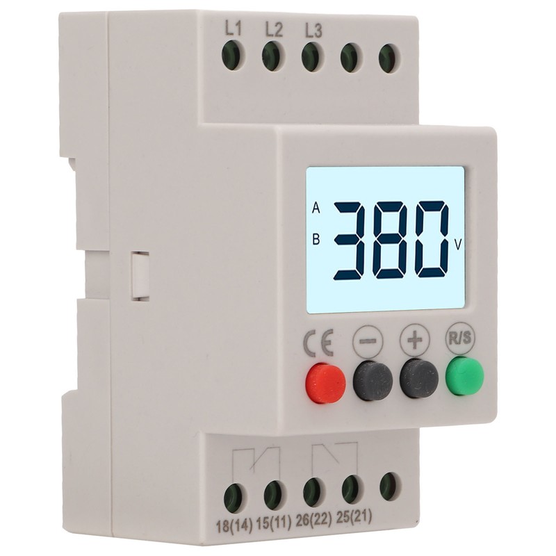 Over Under Voltage Protector Protective Device 3 Phase LCD Digital
