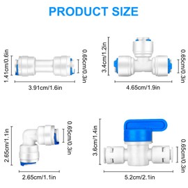 1/4" Quick push to connect Water fittings Kit For Ro System Pack of 20