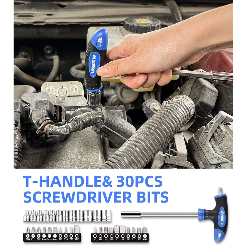 URASISTO 62-Piece Tools Set, General Household Tool Kit with Storage