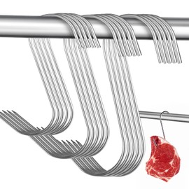 15 Pcs Stainless Steel Meat Hooks Butcher Hooks 3 Different Size S-Shaped Smoker Hooks for Hanging Beef Ribs Chicken, 3 MM Diameter 4.7/5.9/7.1 Inches Long Butchering Equipment