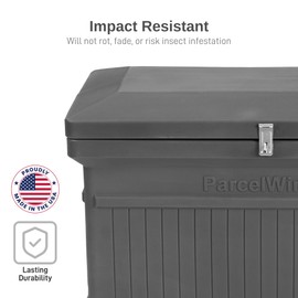 RTS Home Accents ParcelWirx Premium Horizontal Storage Cabinet/Lockable Package Delivery Box with Hinged Lid, Graphite