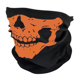 Ghost Skull Orange Scarf Tube Black Snood Soft Warm Winter Neck Elastic Tubular Gaiter Face Mask Seamless Multifunctional Unisex Stretchy Bandana Cover Headband for Sports Cycling Motorcycles