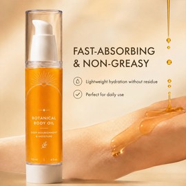 Botanical Body Oil with Wakame Algae, Passionflower Seed Oils & Brazil Nut, Lightweight & Fast-Absorbing Daily Moisturizer - Non-Greasy, Deep Hydration for a Radiant, Glowing Complexion, 4 Fl Oz