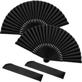 Two-piece hand fan, foldable fan, black Chinese fan, vintage handheld folding fan, Chinese fan, party, wedding gift, DIY decoration, home decoration