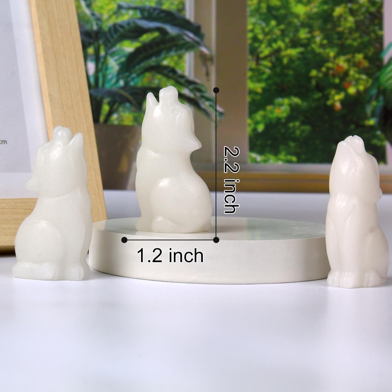 QLRSUXN White Jade Howling Wolf Crystal Figurines, 2.2 Inch Wolf