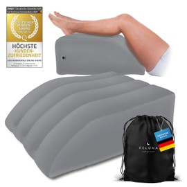 Ergonomic Wedge Pillow for Sleeping, Inflatable Orthopedic Leg Raiser to Relieve Leg and Back Pain, Leg Support Pillow for Knee, Foot and Ankle After Surgery (Grey)
