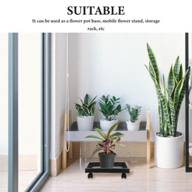 DOITOOL 14.2 Inch Square Plant Saucer with Wheels, Heavy Duty Plastic Rolling Plant Stand Flower Pot Tray for Indoor and Outdoor Use Mobile Planter Holder for Garden Patio Balcony Deck (Grey)