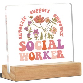 Social Worker Gifts for Women, Social Worker Desk Decor, Social Worker Acrylic Desk Plaque Sign Home Office Decoration 4 x 4 Inches
