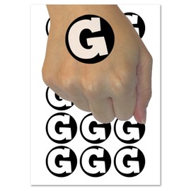 Letter G Uppercase Fun Bold Font Temporary Tattoo Water Resistant Fake Body Art Set Collection - 15 2" Tattoos (1 Sheet)