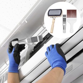 3 PCS Air Conditioner Fin Cleaning Brushes, AC Coil Cleaner Tools, Stainless Steel Fin Comb, Soft Bristle Brush, Dual-Sided Gunk Remover, Mini Split and Refrigerator Condenser Coil Cleaning