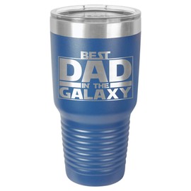 BEST DAD IN THE GALAXY BLUE 30 oz Drink Tumbler With Straw and Slide Top Lid | Laser Engraved Travel Mug | Compare To Yeti Rambler | Gift Idea Dad For Father's Day & Birthday